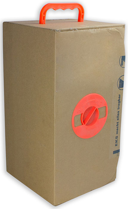 Wellkiste aus Wellpapp Karton mit Handgriff und Bajonettverschluss
